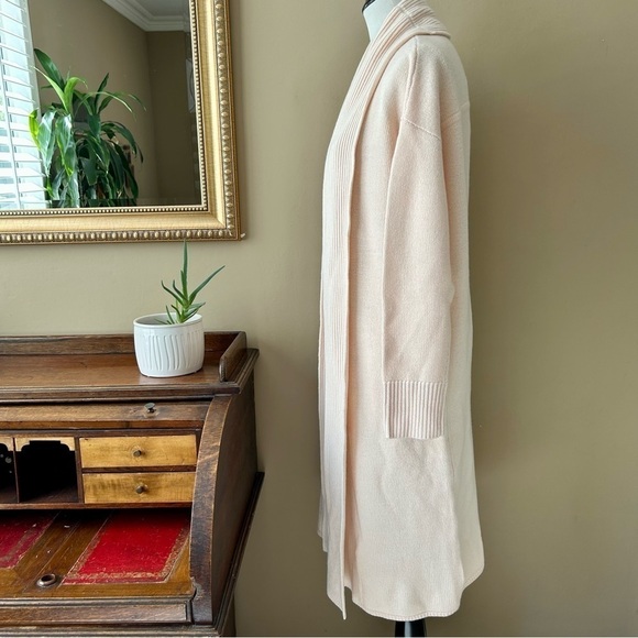Allbirds Ivory Wool Cardi Long Merino Wool Duster Cardigan Shawl Collar S M New - Picture 4 of 12